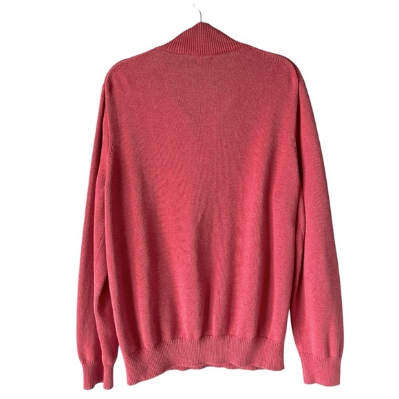 J. Crew Cotton Cashmere Blend Polo Zip Mock Neck Sweater Muted Salmon Pink XL - Picture 5 of 7